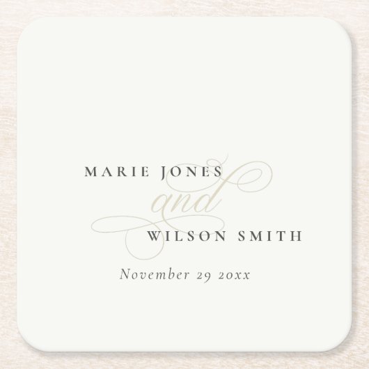 Eenvoudig elegant zwart-witscript kartonnen onderzetters (Voorkant)