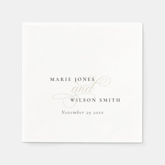 Eenvoudig elegant zwart-witscript servet (Voorkant)