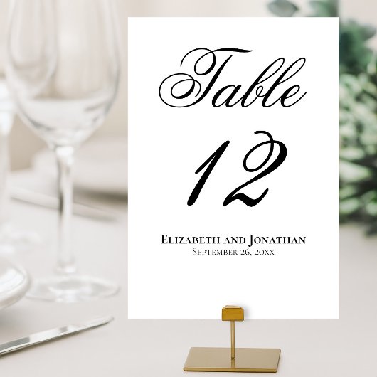 Eenvoudig Elegant Zwarte & Witte Script Bruiloft Kaart