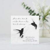 Eenvoudig elegante aankondiging met liefdesvogels (Staand voorkant)