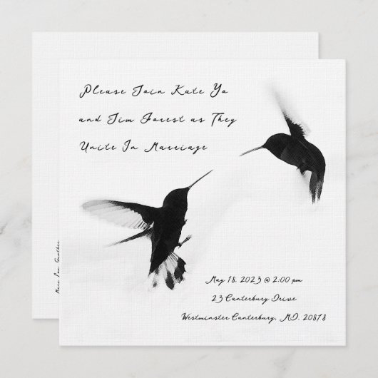 Eenvoudig elegante aankondiging met liefdesvogels (Voorkant / Achterkant)