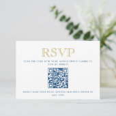 Eenvoudig elegante blauwe kaart voor een Gold QR-a (Staand voorkant)