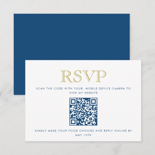 Eenvoudig elegante blauwe kaart voor een Gold QR-a (Voorkant / Achterkant)