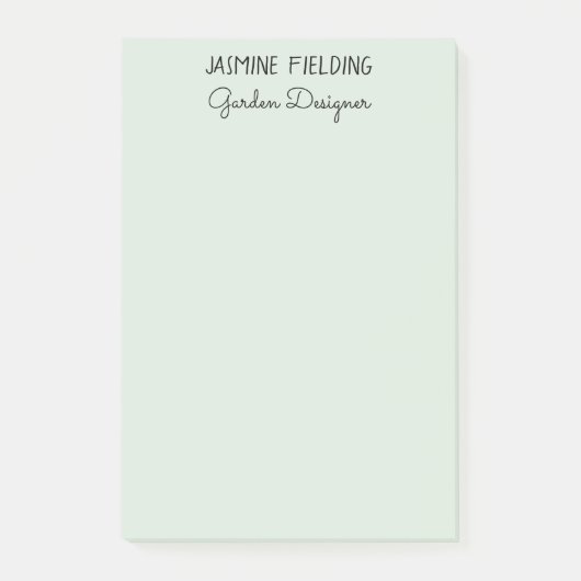 Eenvoudig Elegante Bleek Saliegroene Tuinontwerper Post-it® Notes (Voorkant)