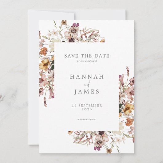 Eenvoudig elegante botanische bruiloft save the date (Voorkant)