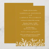 Eenvoudig elegante botanische mosterd Boho Wedding Kaart (Voorkant / Achterkant)