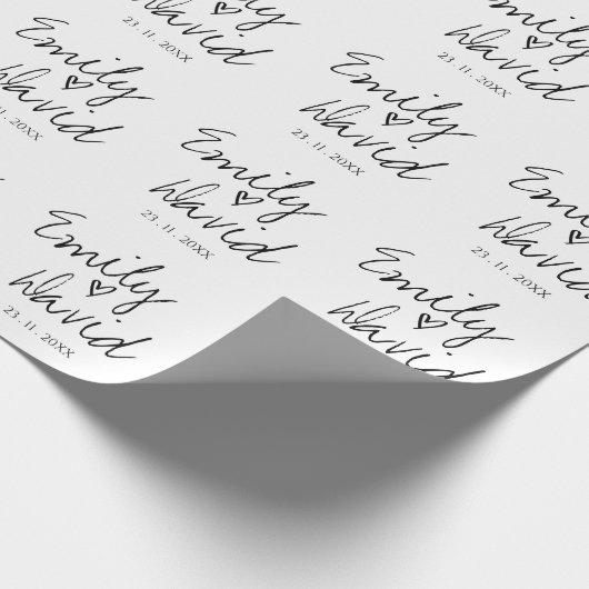 Eenvoudig elegante bruid en bruinnamen bruiloft cadeaupapier (Hoek)