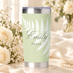 Eenvoudig Elegante Bruids Pistache Groen Witte Var Geïsoleerde Drinkbeker