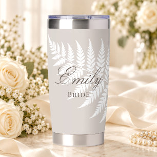 Eenvoudig Elegante Bruidsmocha Taupe Witte Varens Geïsoleerde Drinkbeker