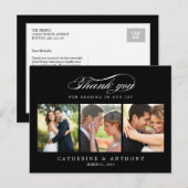Eenvoudig elegante bruiloft Hartelijk dank - Zwart Briefkaart (Voorkant / Achterkant)