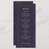 Eenvoudig elegante donkerpaarse bruiloft menu (Voorkant / Achterkant)