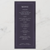 Eenvoudig elegante donkerpaarse bruiloft menu (Voorkant)