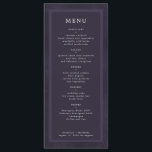 Eenvoudig elegante donkerpaarse bruiloft menu<br><div class="desc">Moderne klassieke donkere paarse indigo en witte trendy minimalistische typografie,  aangepaste sjabloon voor het huwelijksmenu op een ,  op nood gerichte achtergrond.           de Overeenkomende trouwbenodigdheden beschikbaar in het collectie.</div>
