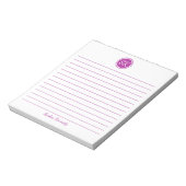 Eenvoudig elegante donkerroze monogram naam notitieblok (Linkerzijde)