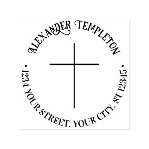 Eenvoudig Elegante Dun Kruis Naam Retouradres Zelfinktende Stempel