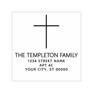 Eenvoudig Elegante Dun Kruis Naam Retouradres Zelfinktende Stempel