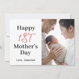 Eenvoudig Elegante eerste Moederdag Eén Foto Feestdagenkaart