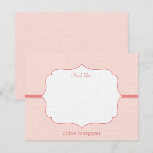 Eenvoudig elegante flatbedkaart - Roze Bedankkaart (Voorkant / Achterkant)