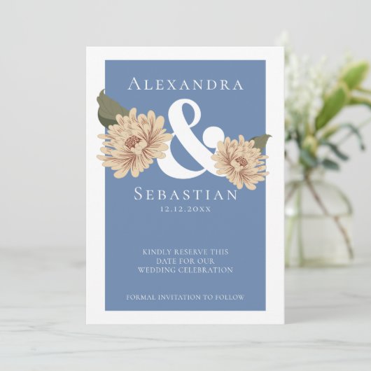 Eenvoudig elegante Floral Wedding sparen de Datum Save The Date (Staand voorkant)