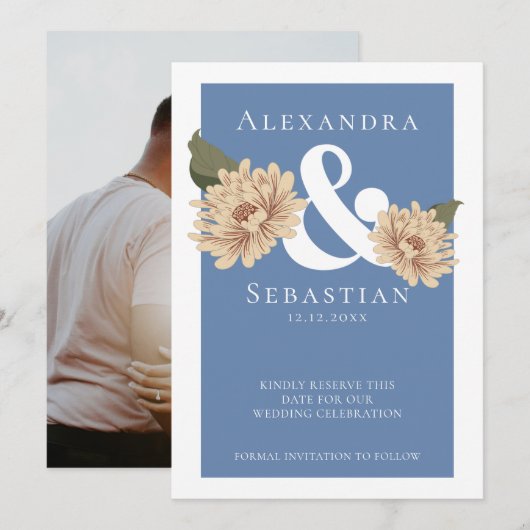 Eenvoudig elegante Floral Wedding sparen de Datum Save The Date (Voorkant / Achterkant)