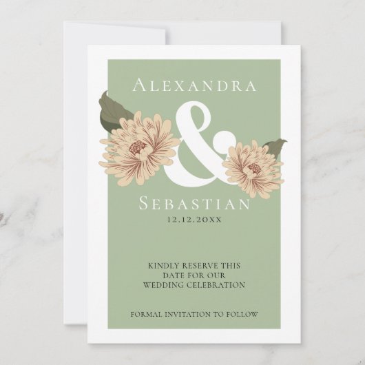 Eenvoudig elegante Floral Wedding sparen de Datum Save The Date (Voorkant)
