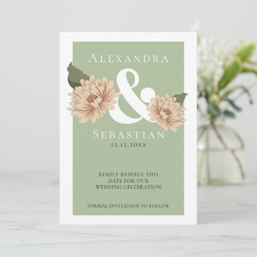 Eenvoudig elegante Floral Wedding sparen de Datum Save The Date (Staand voorkant)