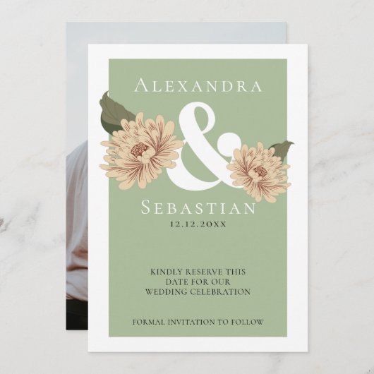 Eenvoudig elegante Floral Wedding sparen de Datum Save The Date (Voorkant / Achterkant)