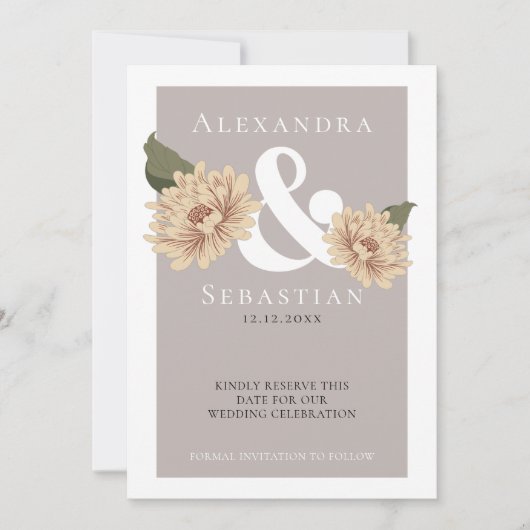 Eenvoudig elegante Floral Wedding sparen de Datum Save The Date (Voorkant)