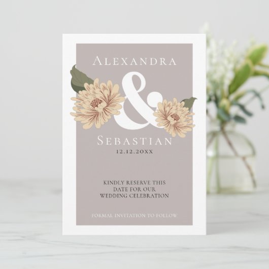 Eenvoudig elegante Floral Wedding sparen de Datum Save The Date (Staand voorkant)