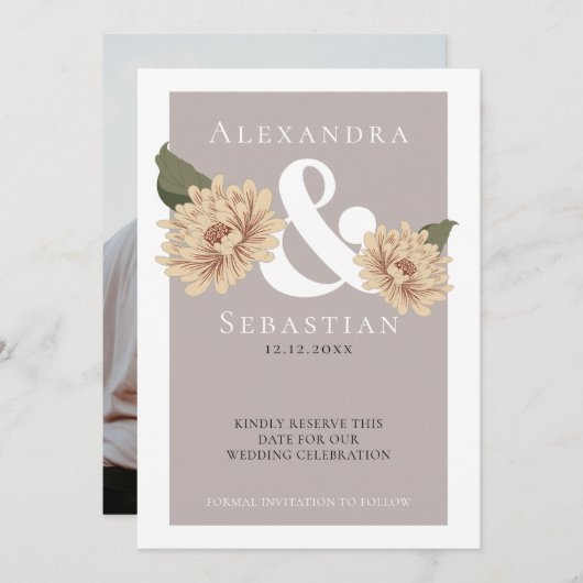 Eenvoudig elegante Floral Wedding sparen de Datum Save The Date (Voorkant / Achterkant)