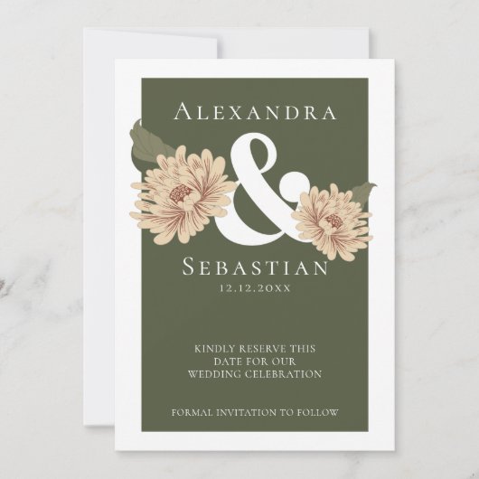 Eenvoudig elegante Floral Wedding sparen de Datum Save The Date (Voorkant)