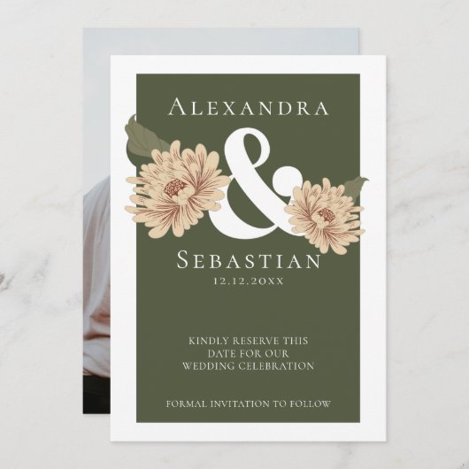 Eenvoudig elegante Floral Wedding sparen de Datum Save The Date (Voorkant / Achterkant)