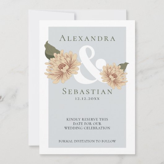 Eenvoudig elegante Floral Wedding sparen de Datum Save The Date (Voorkant)