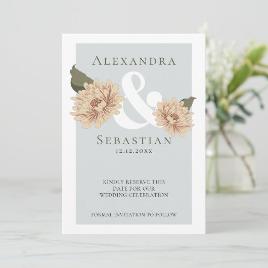 Eenvoudig elegante Floral Wedding sparen de Datum Save The Date (Staand voorkant)