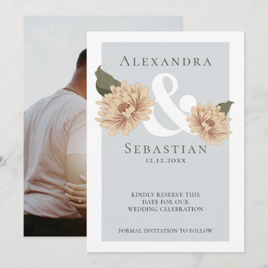 Eenvoudig elegante Floral Wedding sparen de Datum Save The Date (Voorkant / Achterkant)