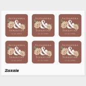 Eenvoudig elegante Floral Wedding sparen de Datum Vierkante Sticker (Vel)
