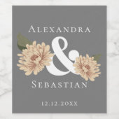 Eenvoudig elegante Floral Wedding sparen de Datum Wijn Etiket (Enkel label)