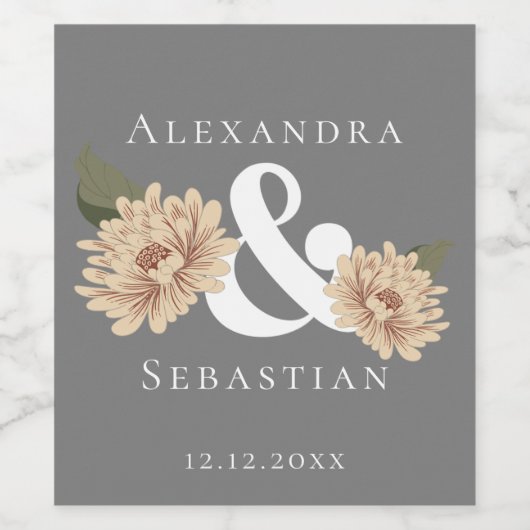 Eenvoudig elegante Floral Wedding sparen de Datum Wijn Etiket (Enkel label)