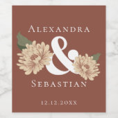 Eenvoudig elegante Floral Wedding sparen de Datum Wijn Etiket (Enkel label)