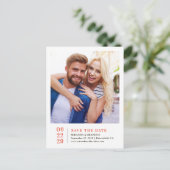 Eenvoudig elegante foto-bruiloft Sla de datumkaart Aankondigingskaart (Staand voorkant)