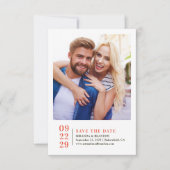 Eenvoudig elegante foto-bruiloft Sla de datumkaart Save The Date (Voorkant)