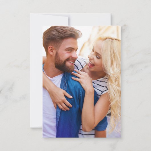 Eenvoudig elegante foto-bruiloft Sla de datumkaart Save The Date (Achterkant)