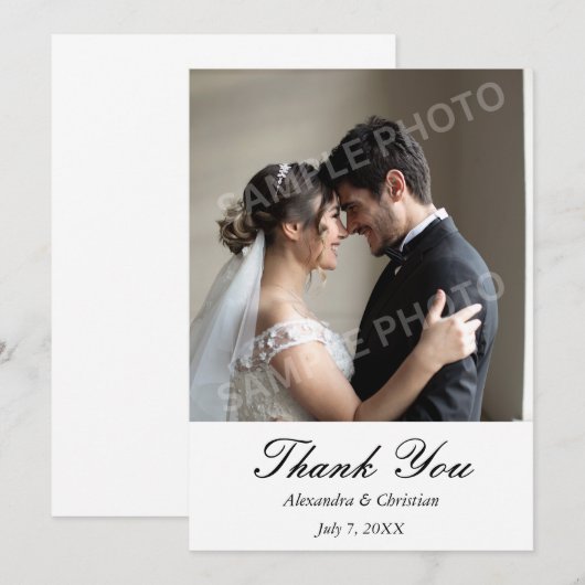 Eenvoudig elegante fotoweddenschap Hartelijk dank Bedankkaart (Voorkant / Achterkant)