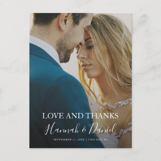 Eenvoudig elegante fotoweddenschap Hartelijk dank Briefkaart (Voorkant)
