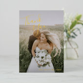 Eenvoudig elegante fotoweddenschap Hartelijk dank Folie Uitnodiging (Staand Voorkant)