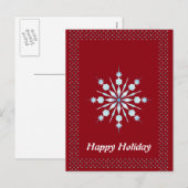 Eenvoudig elegante glitter Border Snowflake Kerstm Feestdagenkaart (Voorkant / Achterkant)