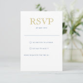 Eenvoudig elegante Gold Vertical Briefkaart RSVP-k (Staand voorkant)