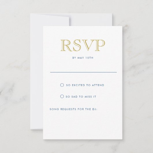 Eenvoudig elegante Gold Vertical Briefkaart RSVP-k (Voorkant)