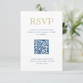 Eenvoudig elegante Gold Vertical QR Code RSVP Card Kaart (Staand voorkant)