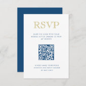 Eenvoudig elegante Gold Vertical QR Code RSVP Card Kaart (Voorkant / Achterkant)